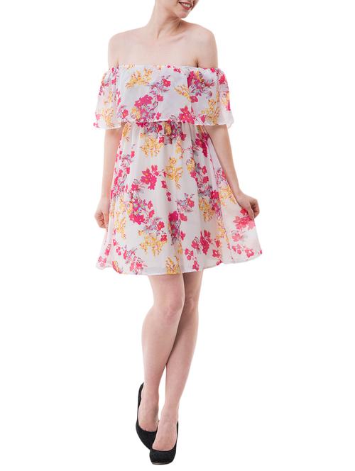 white floral off shoulder dress - 14853059 - Very Small Image - 1