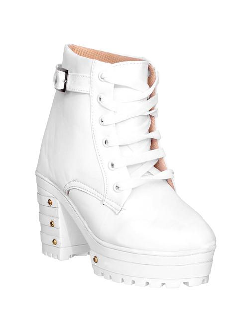 white faux leather ankle  boot - 14853582 - Very Small Image - 1