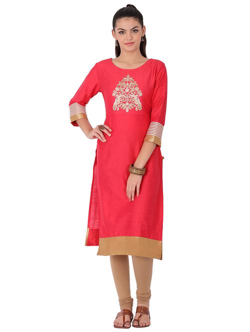 women's straight kurta - 14853889 - Very Small Image - 1