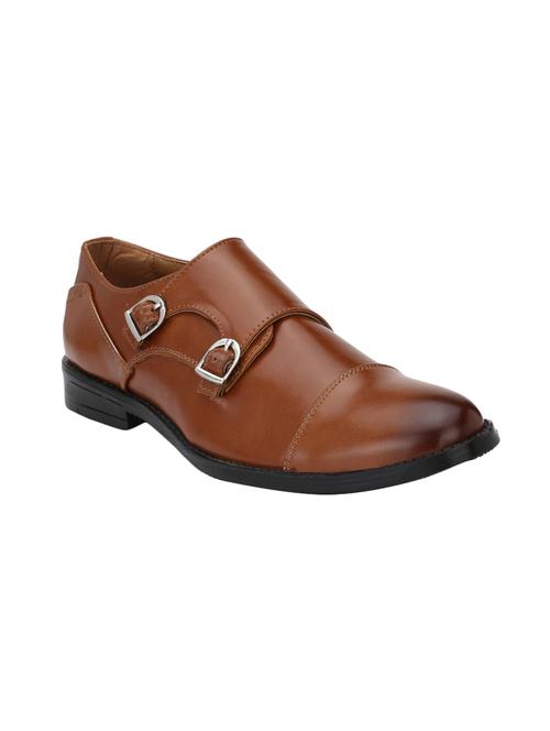 tan leatherette slip on monk strap - 14855423 - Very Small Image - 1