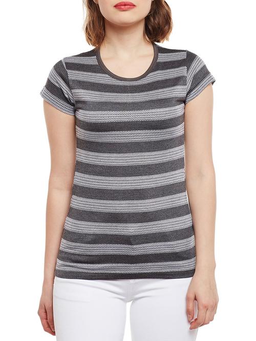 grey striped cotton tee - 14856210 - Very Small Image - 1