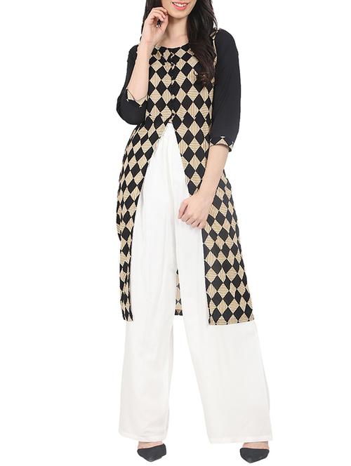 high slit geometrical kurta - 14857968 - Very Small Image - 1