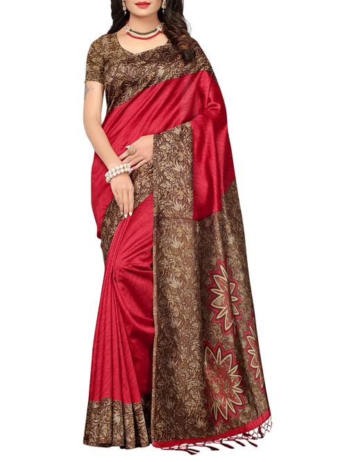 red silk maheshwari saree with blouse - 14862121 - Very Small Image - 1