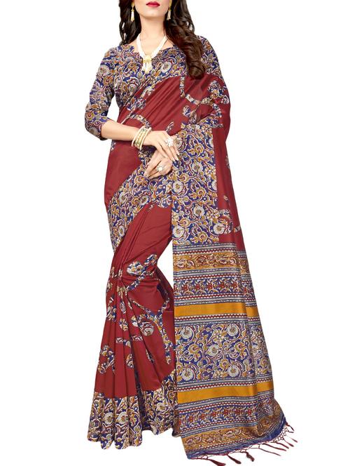 red art silk printed saree with blouse - 14862130 - Very Small Image - 1