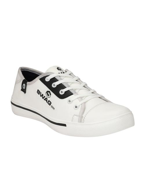 white leatherette lace up sneaker - 14863509 - Very Small Image - 1