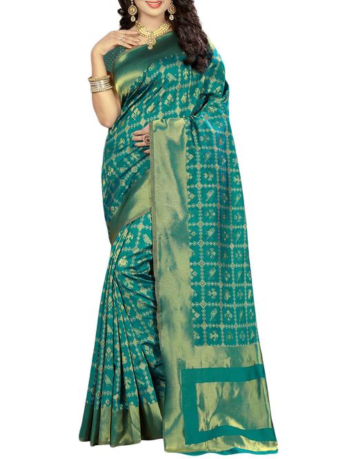 green silk saree with blouse - 14864861 - Very Small Image - 1