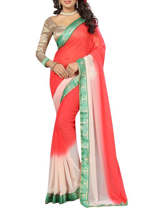 pink georgette saree with blouse - 14864898 - Very Small Image - 1