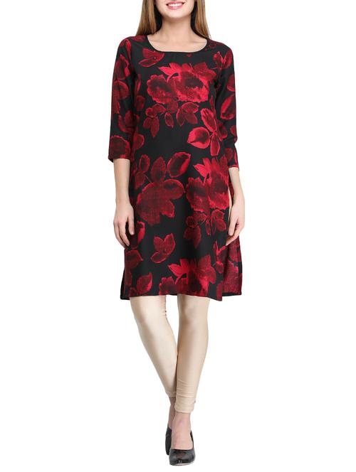 black crepe straight kurta - 14865083 - Very Small Image - 1