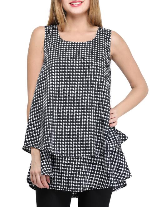 black printed a-linr kurti - 14865090 - Very Small Image - 1