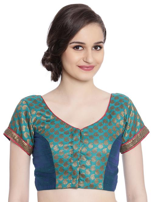 fuchsia designs blue brocade blouse - 14865460 - Very Small Image - 1