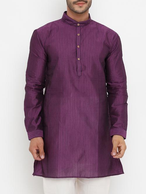 purple cotton long kurta - 14865498 - Very Small Image - 1
