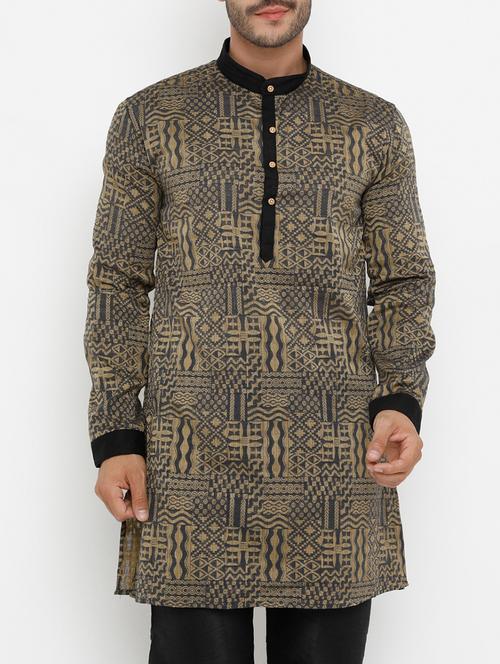 grey aztec print kurta - 14865501 - Very Small Image - 1