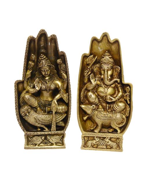 decorative brass idol of ganesh and laxmi in hand handicrafts product - 14865840 - Very Small Image - 1