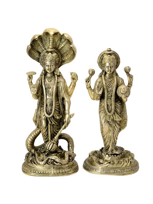 decorative statue of vishnu laxmi pair handicrafts product - 14866258 - Very Small Image - 1