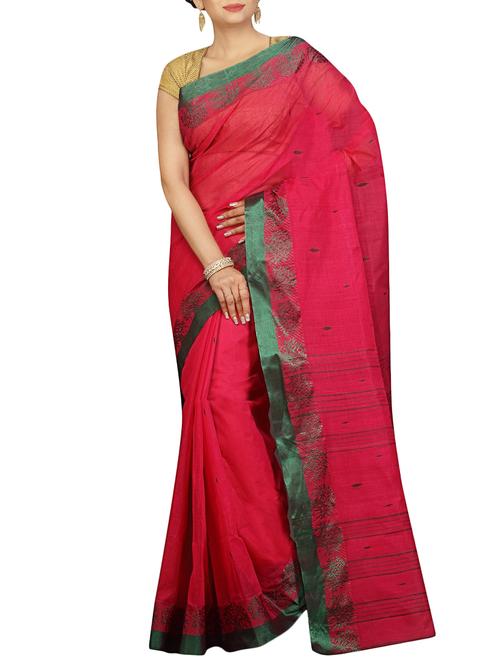red cotton tant saree - 14866503 - Very Small Image - 1