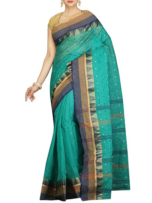 turquoise cotton tant saree - 14866523 - Very Small Image - 1