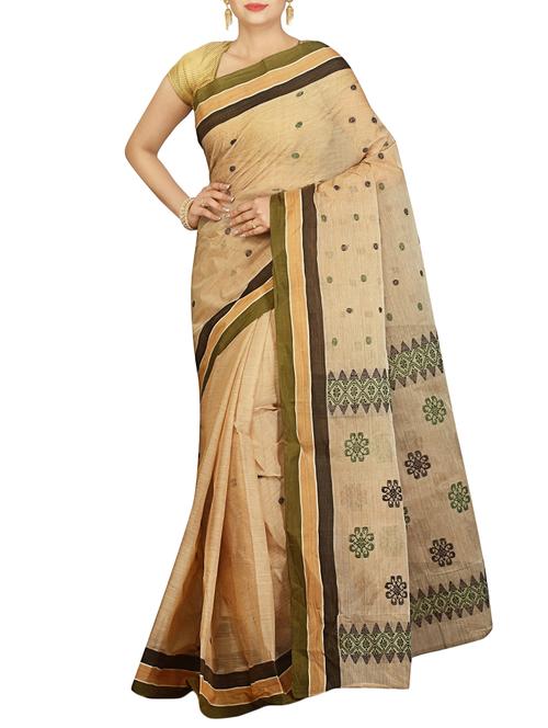 beige cotton tant saree - 14866567 - Very Small Image - 1