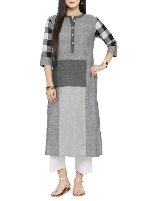 color block kurta with pant set - 14866753 - Very Small Image - 1