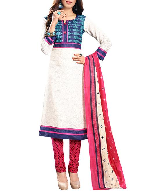 beige cotton unstitched suit - 14867192 - Very Small Image - 1