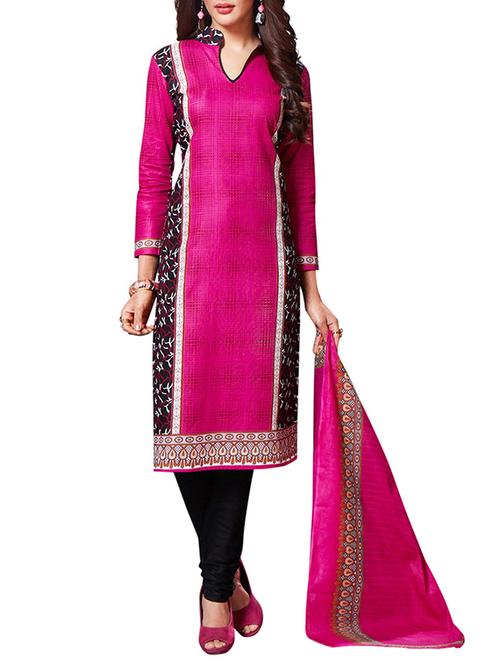 pink cotton unstitched suit - 14867198 - Very Small Image - 1