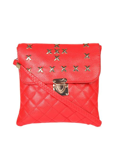 Red Leatherette Regular Sling Bag - 14867478 - Very Small Image - 1
