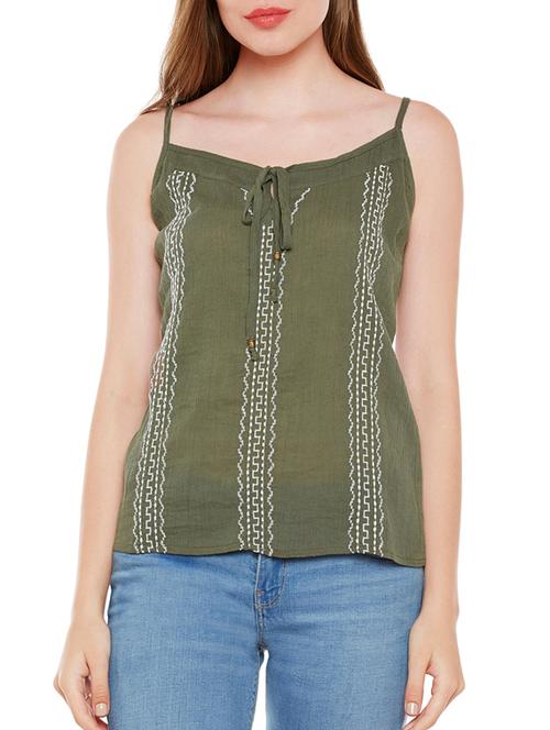olive cotton top - 14867994 - Very Small Image - 1