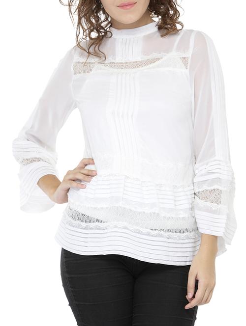 mock neck lace insert top - 14868011 - Very Small Image - 1