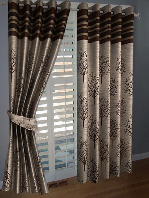 brown floral print door curtains - 14869046 - Very Small Image - 1