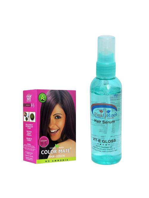 color mate hair color 9.5 mahogany sachet 6 pcs and 1 pc pink root hair serum pack of 7 - 14869258 - Very Small Image - 1