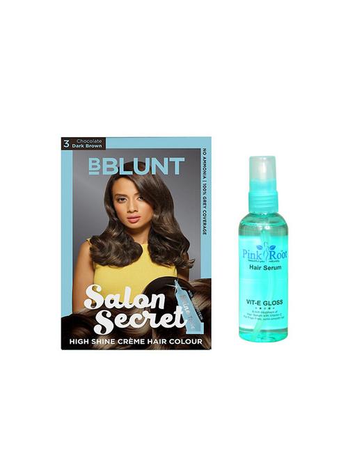 bblunt chocolate dark brown no. 3 100gm and pink root hair serum 100ml pack of 2 - 14869277 - Very Small Image - 1