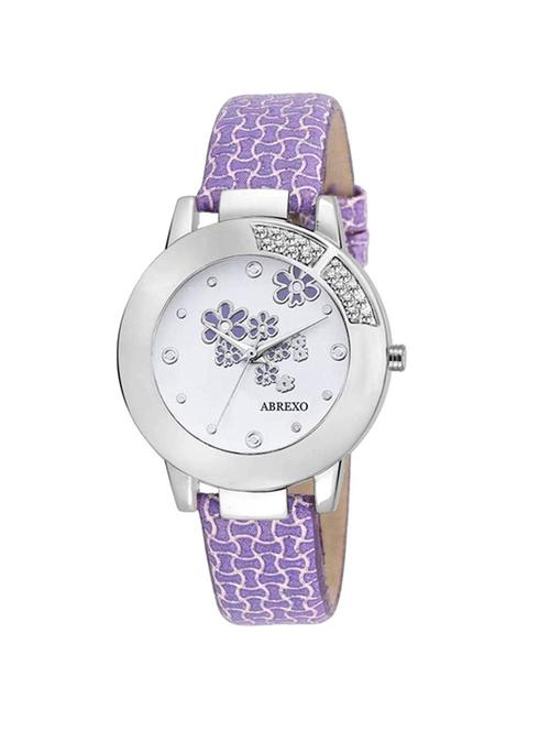 abrexo abx-5007-purple crystal studded analog watch - for women - 14869372 - Very Small Image - 1