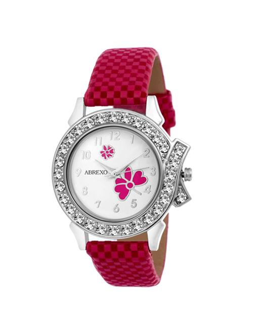 abrexo abx-5009pink crystal studded watch - for women - 14869383 - Very Small Image - 1
