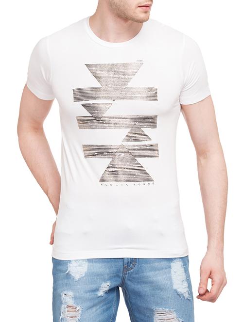 white rayon chest print t-shirt - 14869578 - Very Small Image - 1