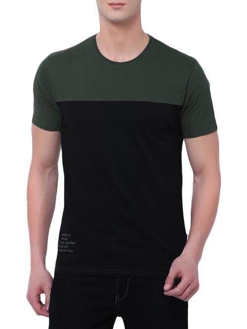 navy blue cotton color block t-shirt - 14870645 - Very Small Image - 1