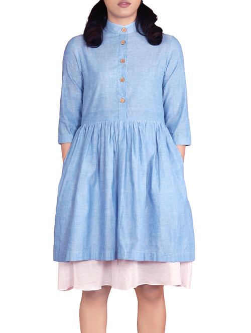 blue cotton layered dress - 14871688 - Very Small Image - 1