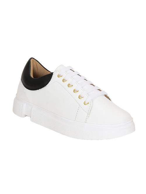 white faux leather laceup sneakers - 14871908 - Very Small Image - 1