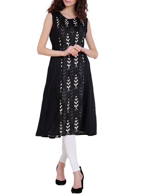 black rayon a-line kurta - 14872445 - Very Small Image - 1