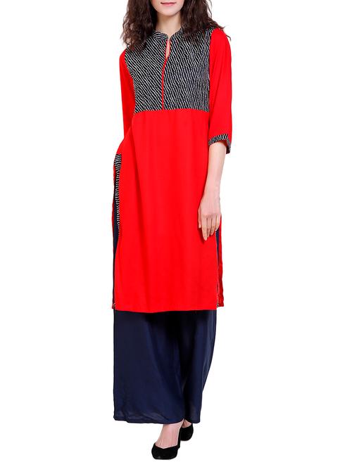 red rayon straight kurta - 14872451 - Very Small Image - 1