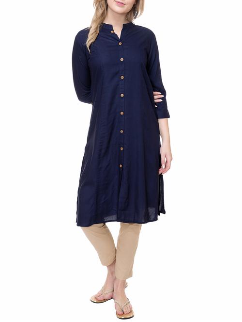 blue viscose aline kurta - 14872980 - Very Small Image - 1