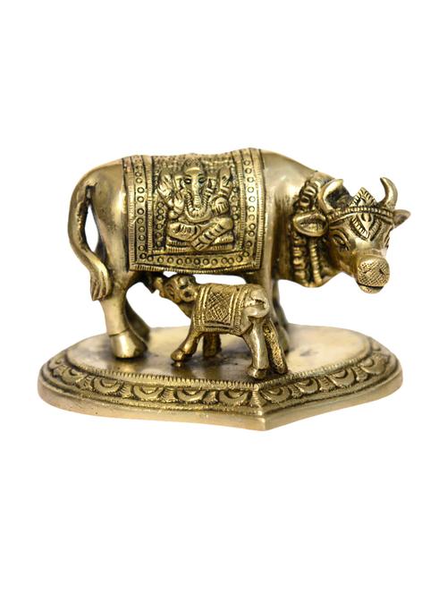 decorative brass statue of cow with its baby cow handicrafts product - 14873874 - Very Small Image - 1