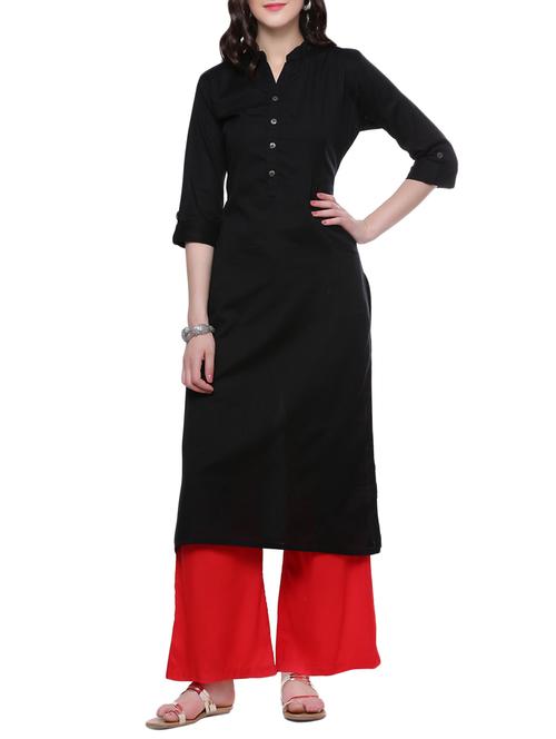 black khadi straight kurta - 14875638 - Very Small Image - 1