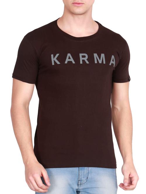 brown cotton chest print tshirt - 14875769 - Very Small Image - 1