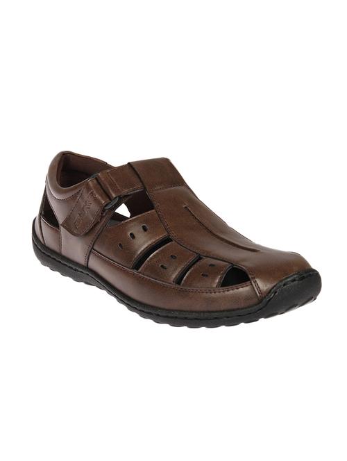 brown leatherette slip on sandal - 14876467 - Very Small Image - 1