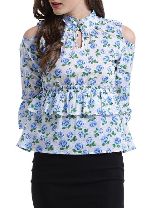 blue cotton ruffled top - 14876505 - Very Small Image - 1