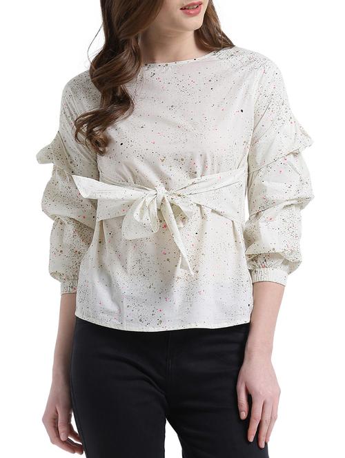 layered sleeved tie front top - 14876509 - Very Small Image - 1