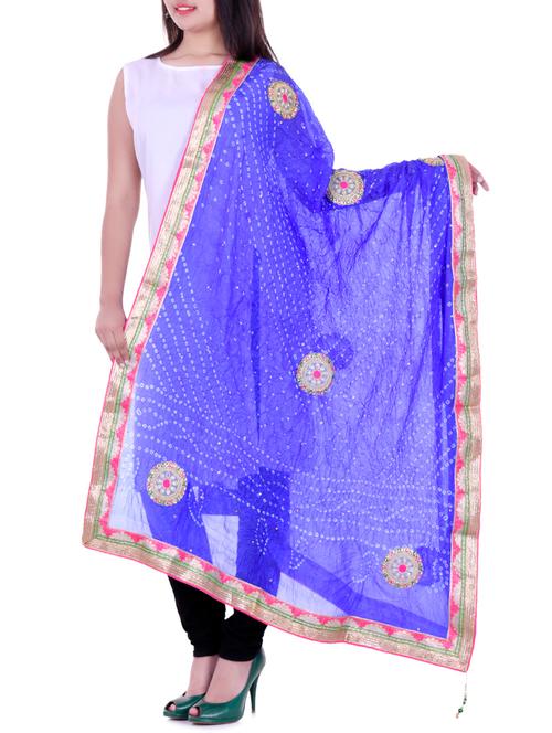 blue art silk dupatta - 14876826 - Very Small Image - 1