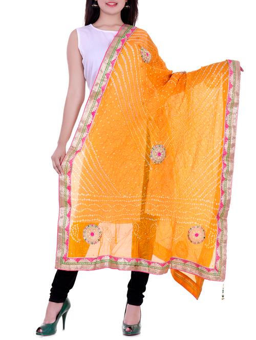yellow art silk dupatta - 14876830 - Very Small Image - 1