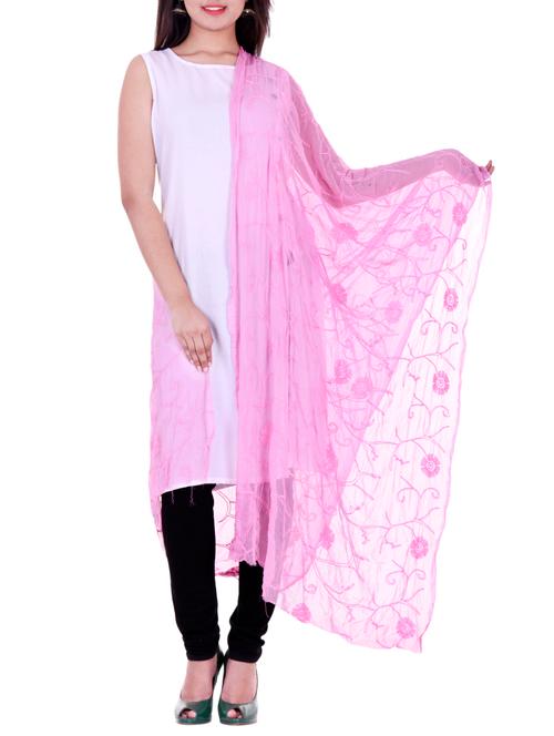 pink chiffon dupatta - 14876835 - Very Small Image - 1