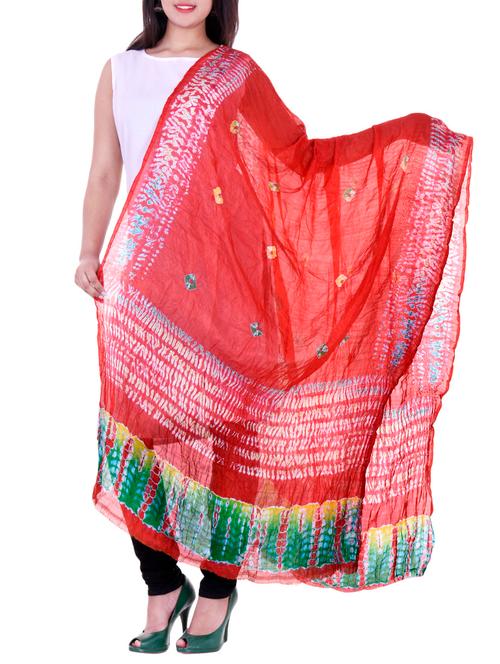 red art silk dupatta - 14876839 - Very Small Image - 1