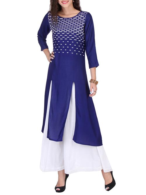 embroidred kurta with palazzo set - 14876862 - Very Small Image - 1